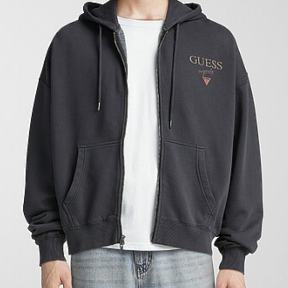 Vintage GUESS Zip-Up Hoodie Embroidered Logo